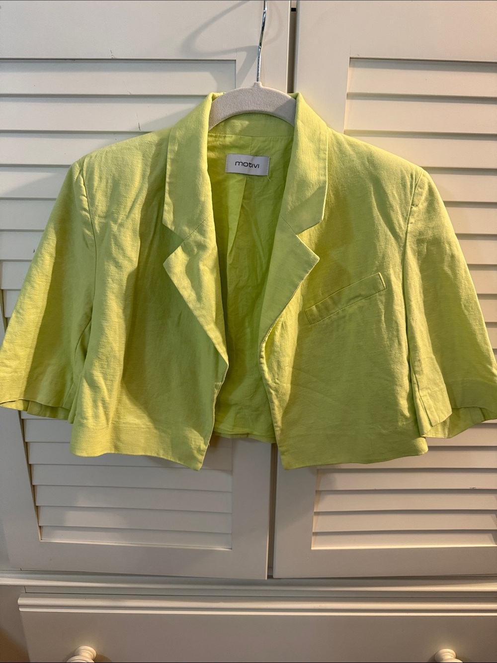 Motivi Bright Lime Cropped Blazer